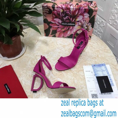 Dolce  &  Gabbana Heel 10.5cm Leather Sandals Fuchsia with D & G Heel 2021
